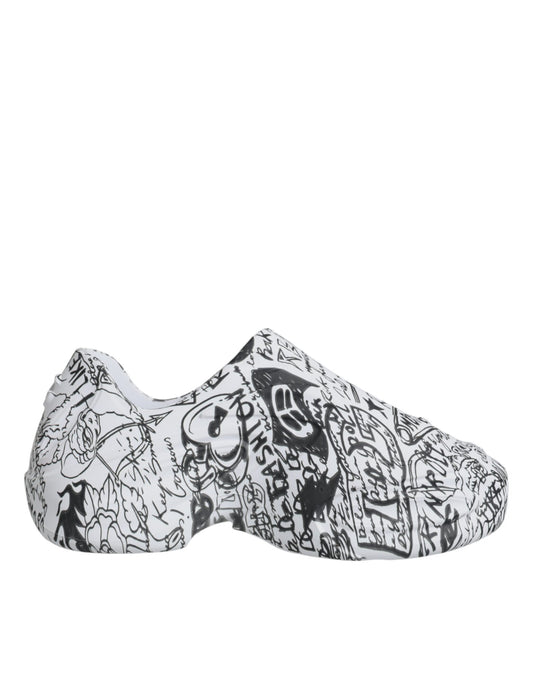 Dolce & Gabbana White Black Graffiti Daymaster Sneakers Shoes by Dolce & Gabbana