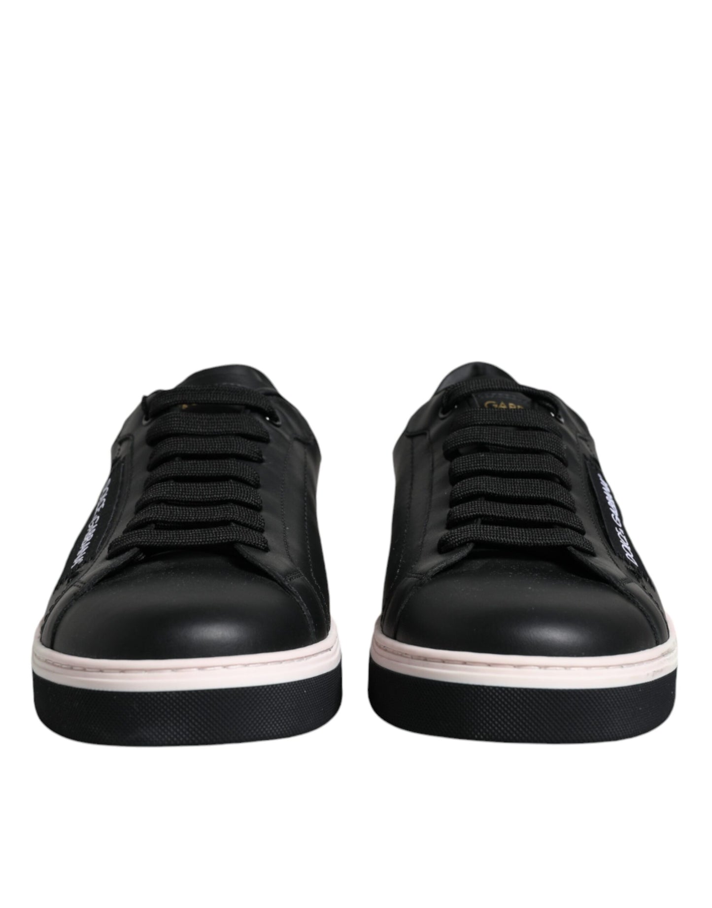 Dolce & Gabbana Black Leather Low Top Men Sneakers Shoes by Dolce & Gabbana