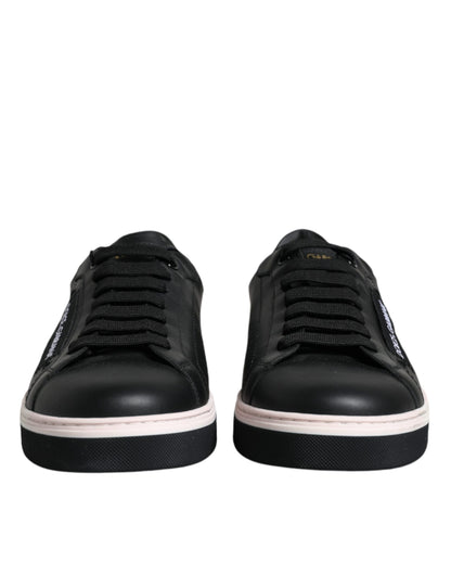 Dolce & Gabbana Black Leather Low Top Men Sneakers Shoes by Dolce & Gabbana