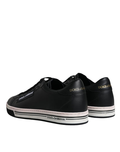 Dolce & Gabbana Black Leather Low Top Men Sneakers Shoes by Dolce & Gabbana