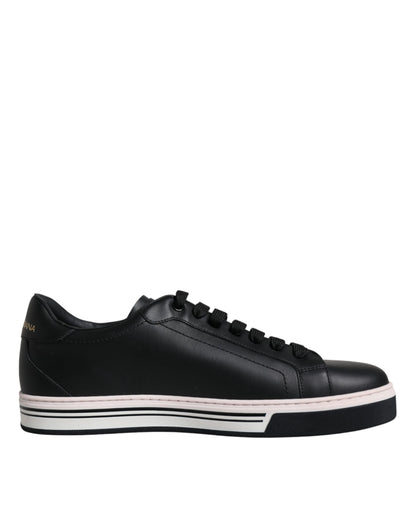 Dolce & Gabbana Black Leather Low Top Men Sneakers Shoes by Dolce & Gabbana