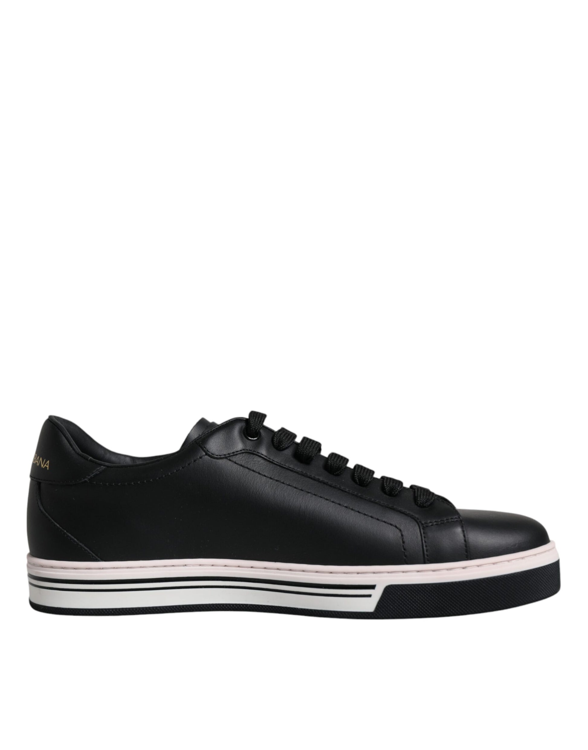 Dolce & Gabbana Black Leather Low Top Men Sneakers Shoes by Dolce & Gabbana