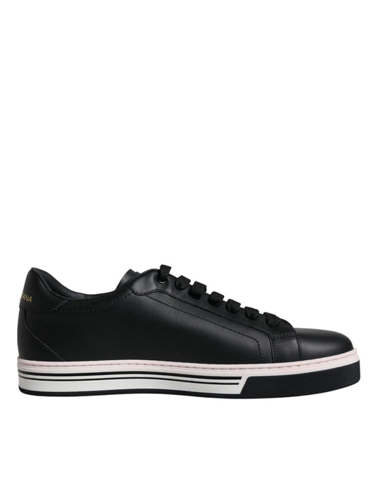 Dolce & Gabbana Black Leather Low Top Men Sneakers Shoes by Dolce & Gabbana