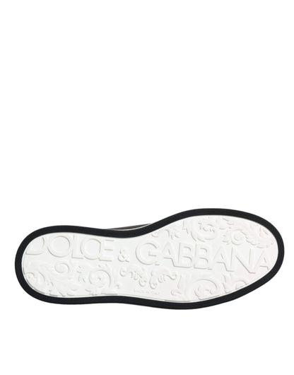 Dolce & Gabbana Black Leather Low Top Men Sneakers Shoes by Dolce & Gabbana