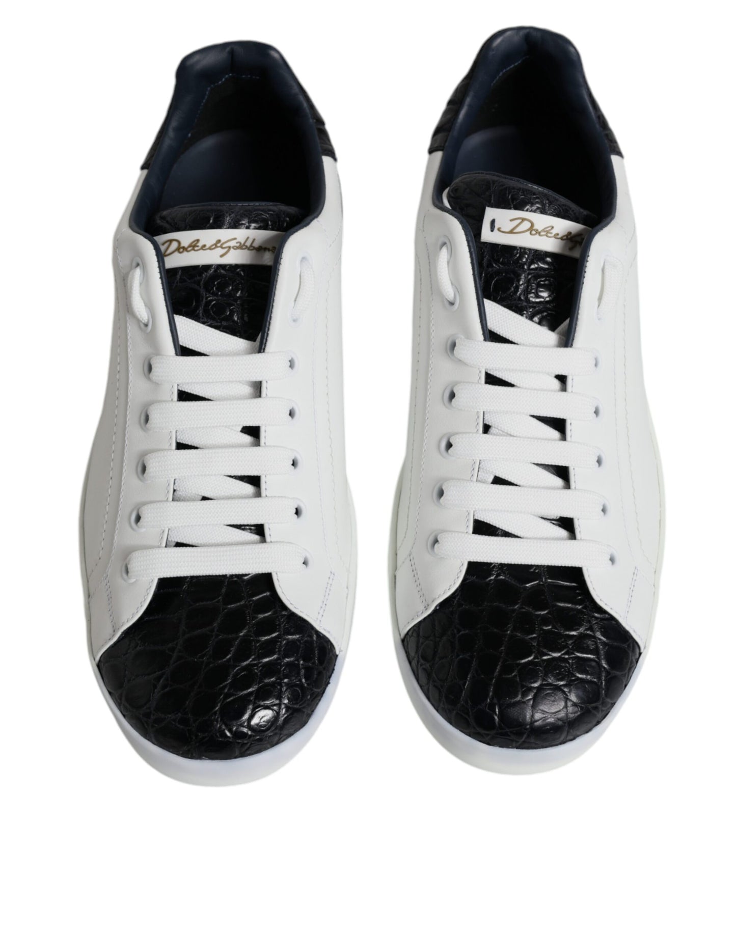 Dolce & Gabbana White Leather Logo Portofino Sneaker Shoes by Dolce & Gabbana