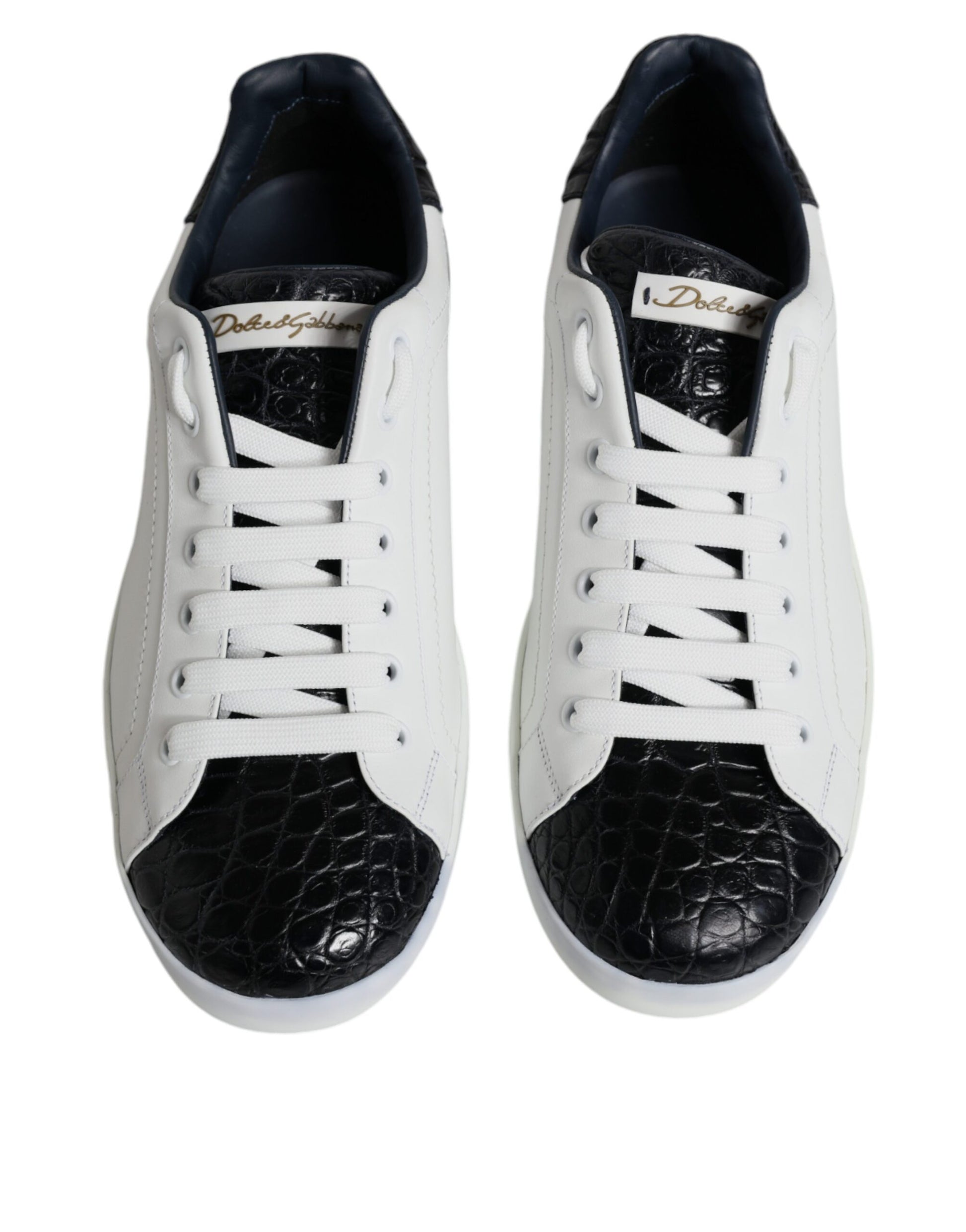 Dolce & Gabbana White Leather Logo Portofino Sneaker Shoes by Dolce & Gabbana