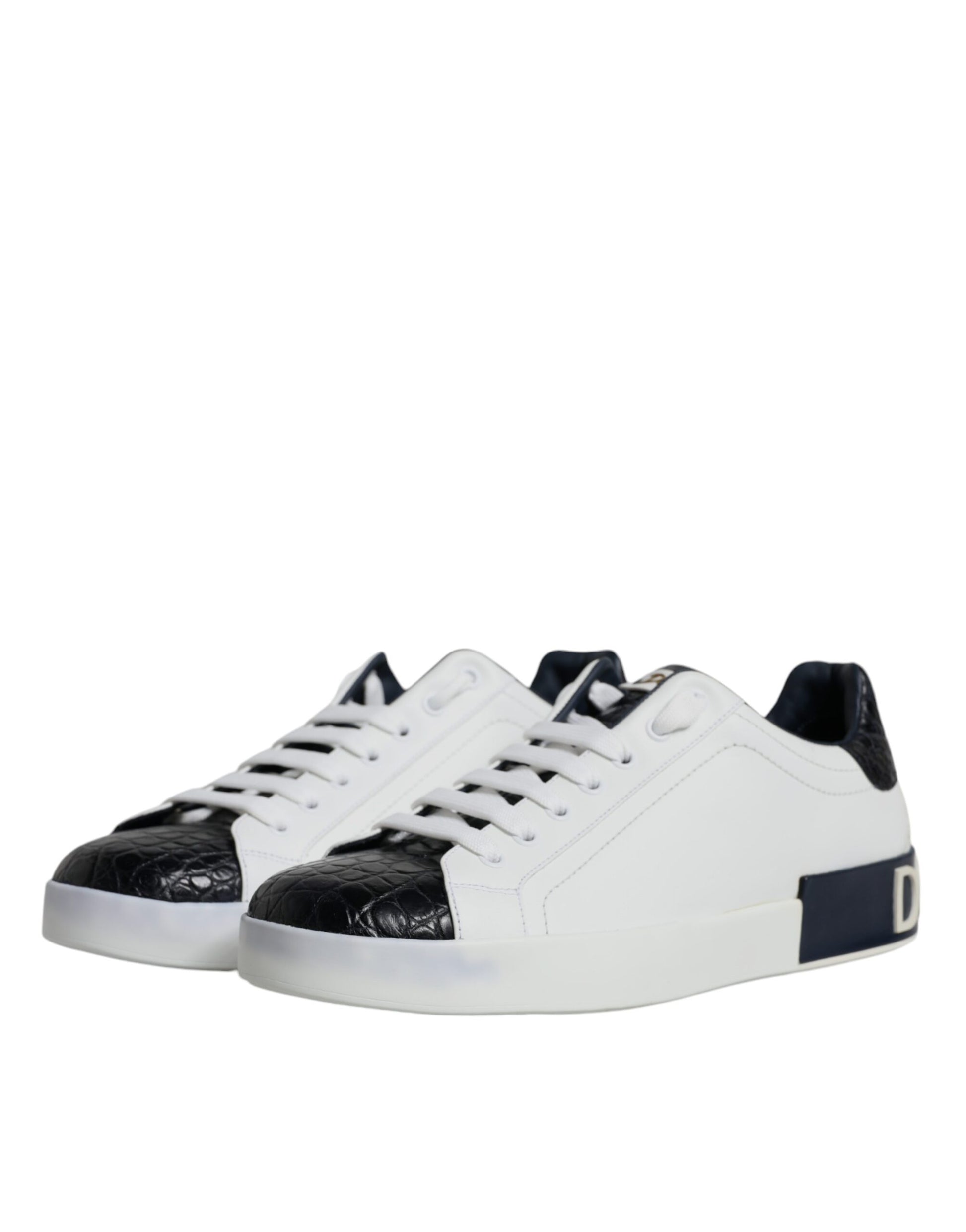 Dolce & Gabbana White Leather Logo Portofino Sneaker Shoes by Dolce & Gabbana