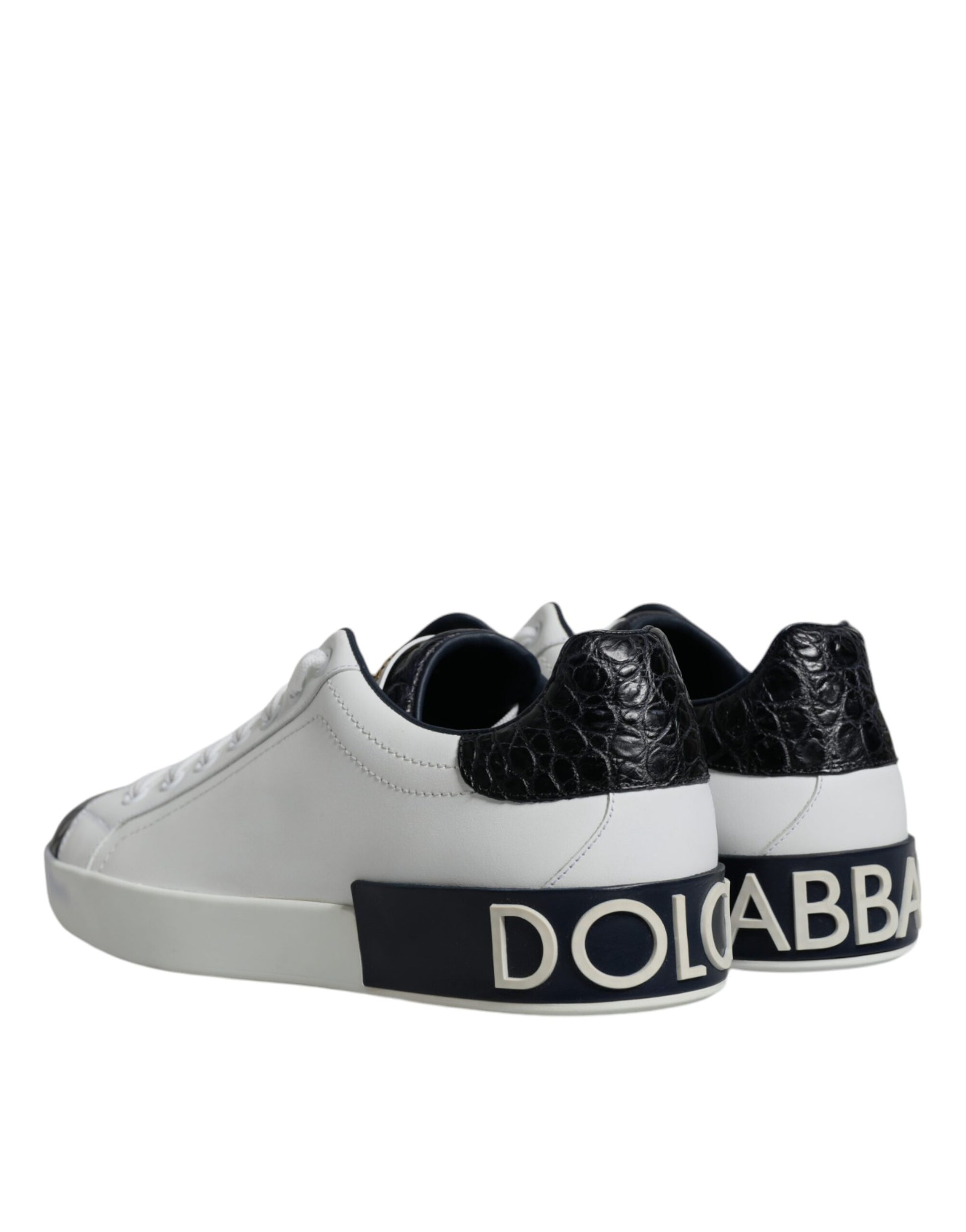 Dolce & Gabbana White Leather Logo Portofino Sneaker Shoes by Dolce & Gabbana