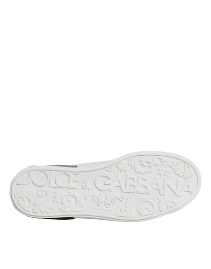 Dolce & Gabbana White Leather Logo Portofino Sneaker Shoes by Dolce & Gabbana