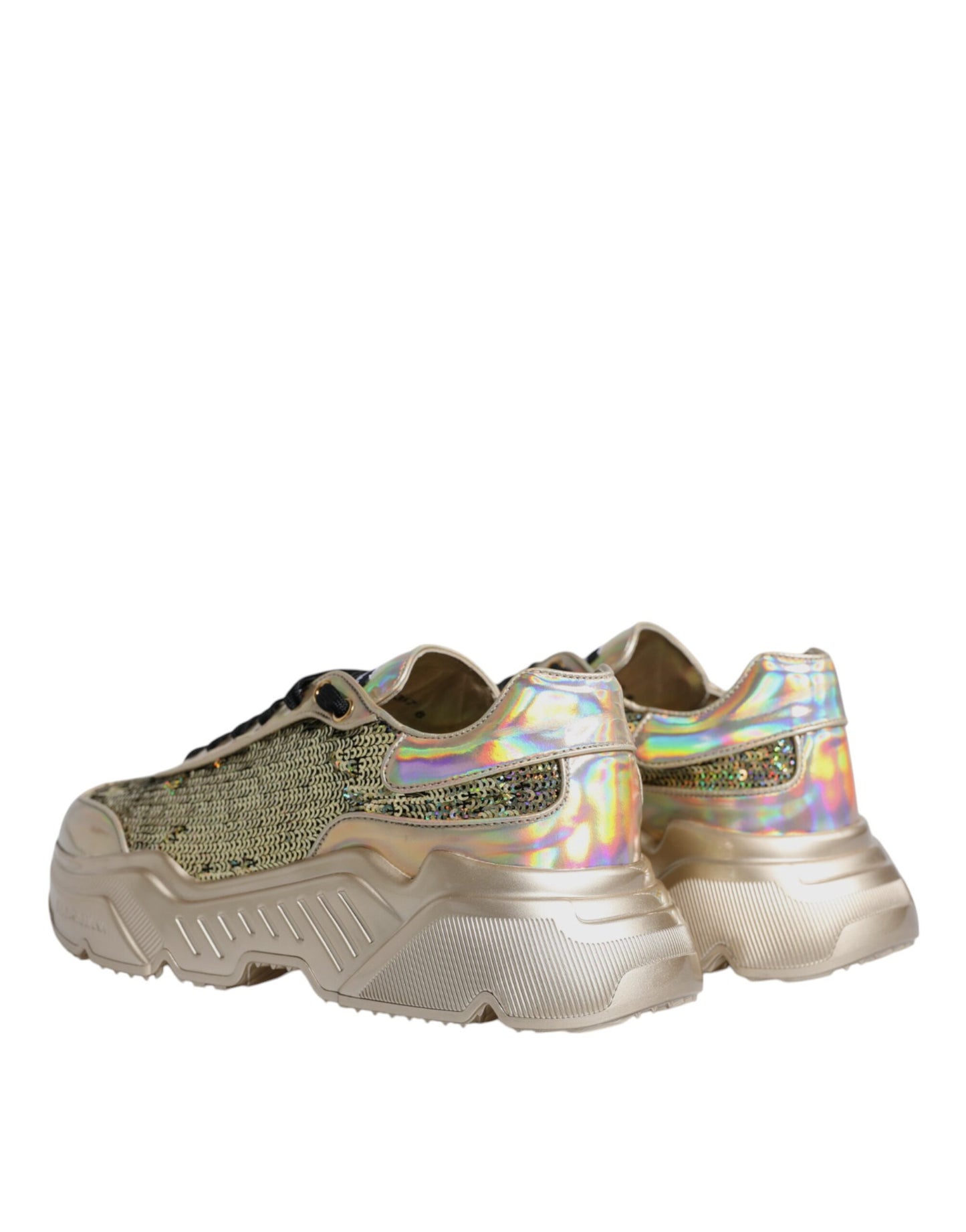 Dolce & Gabbana Gold Sequin Iridiscent Daymaster Sneakers Shoes by Dolce & Gabbana