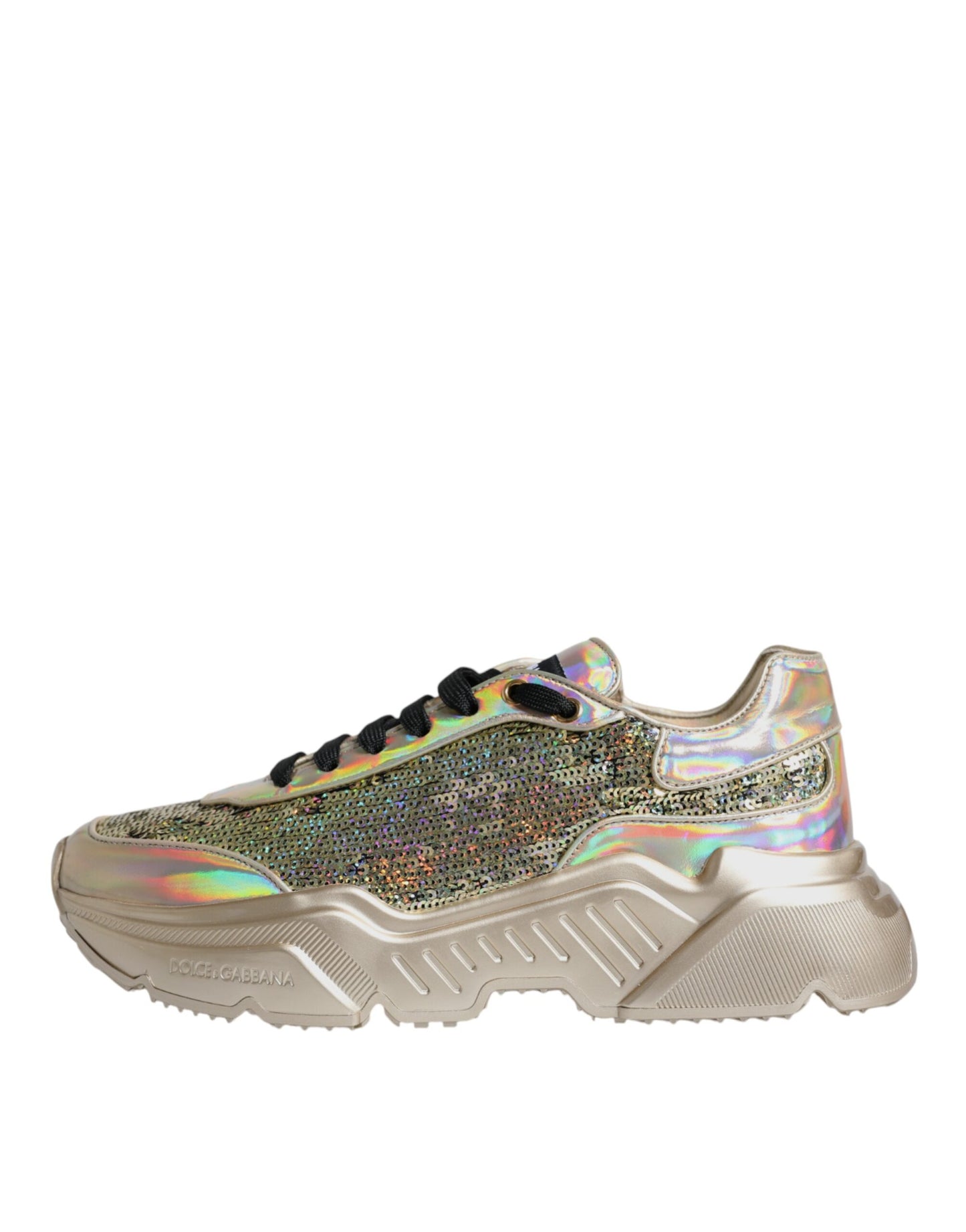 Dolce & Gabbana Gold Sequin Iridiscent Daymaster Sneakers Shoes by Dolce & Gabbana