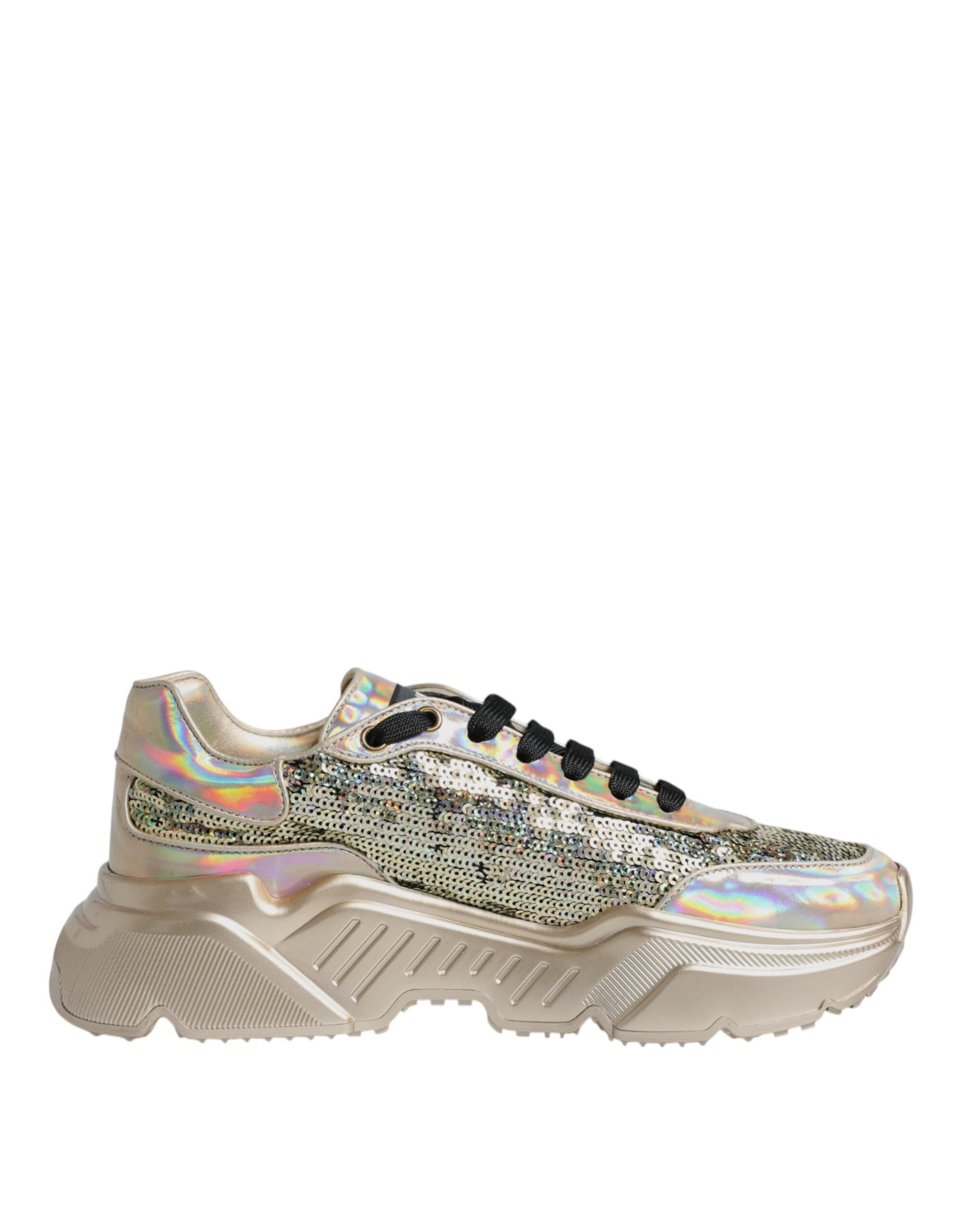 Dolce & Gabbana Gold Sequin Iridiscent Daymaster Sneakers Shoes by Dolce & Gabbana