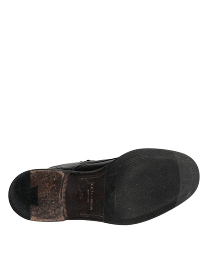 Bottines courtes à lacets en cuir noir Dolce &amp; Gabbana pour homme