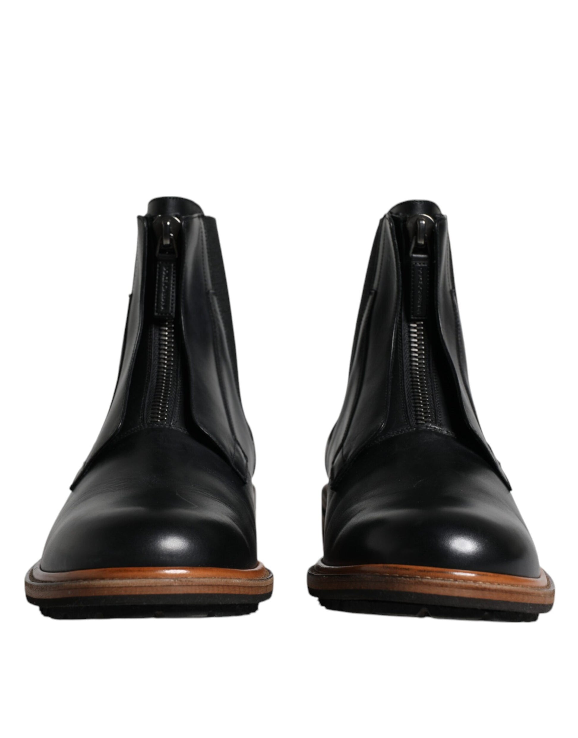 Dolce & Gabbana Black Leather Chelsea Mid Calf Men Boots Shoes by Dolce & Gabbana