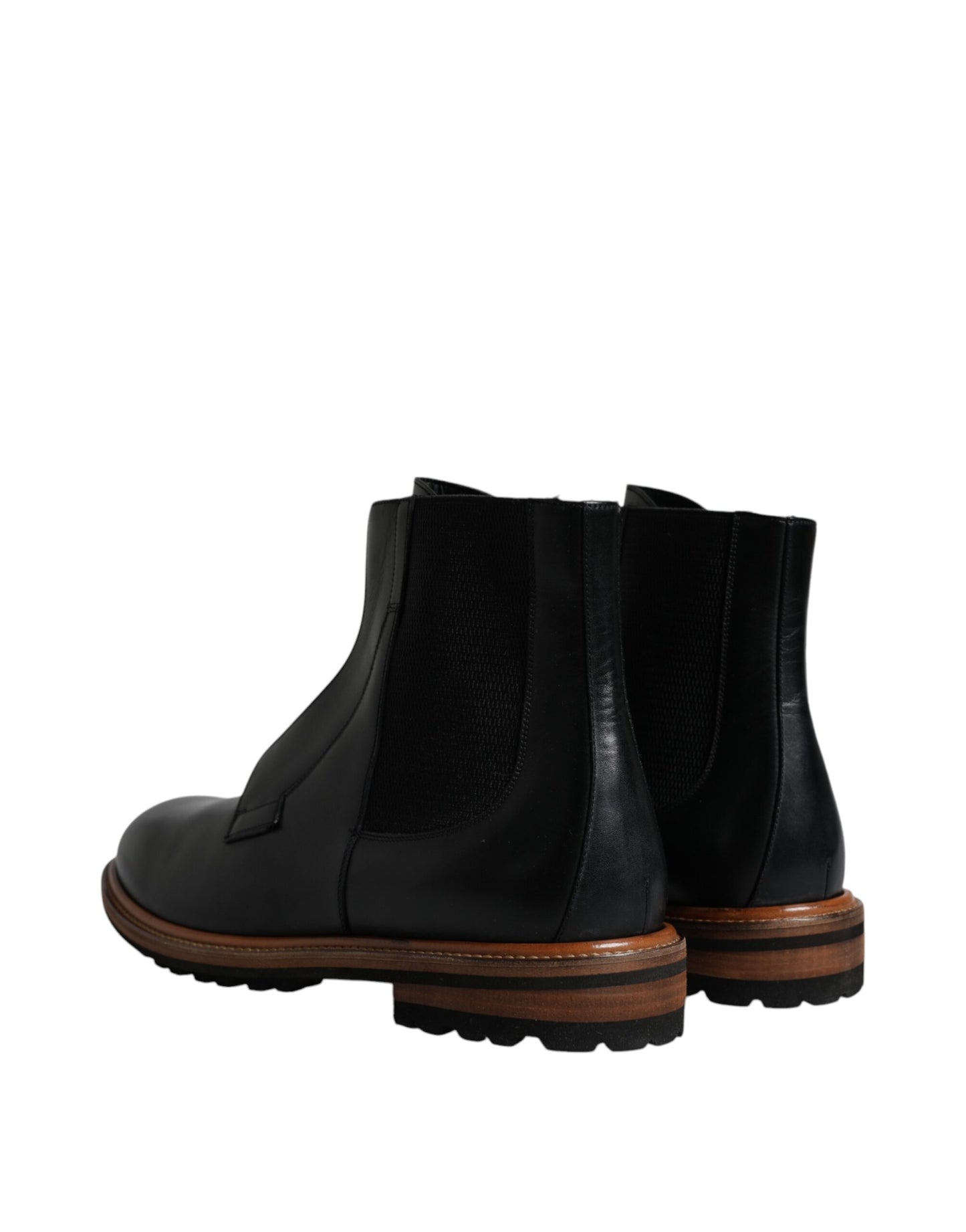 Dolce & Gabbana Black Leather Chelsea Mid Calf Men Boots Shoes by Dolce & Gabbana