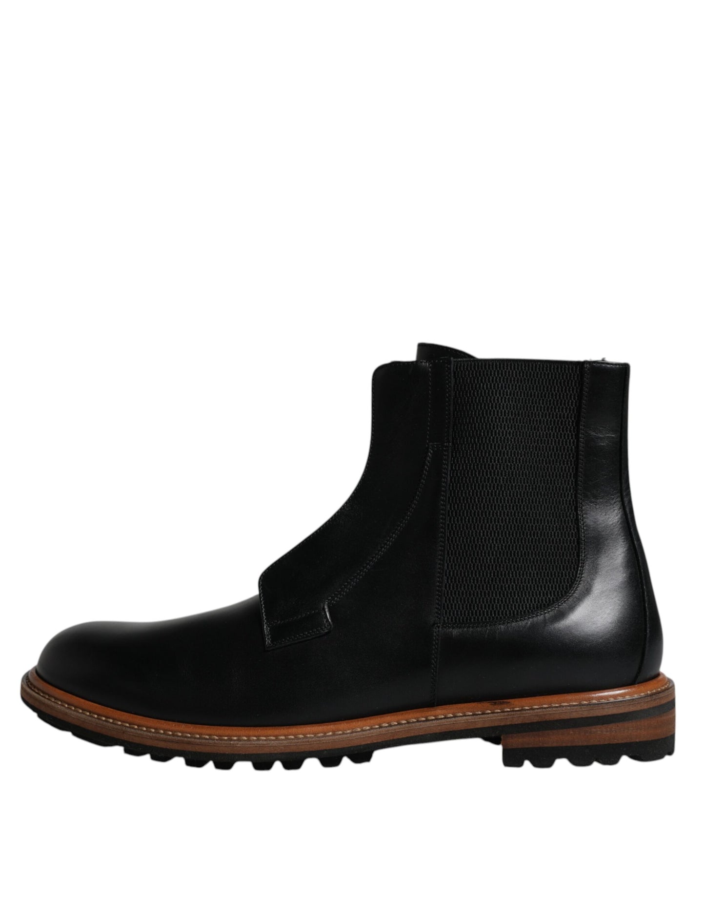 Dolce & Gabbana Black Leather Chelsea Mid Calf Men Boots Shoes by Dolce & Gabbana