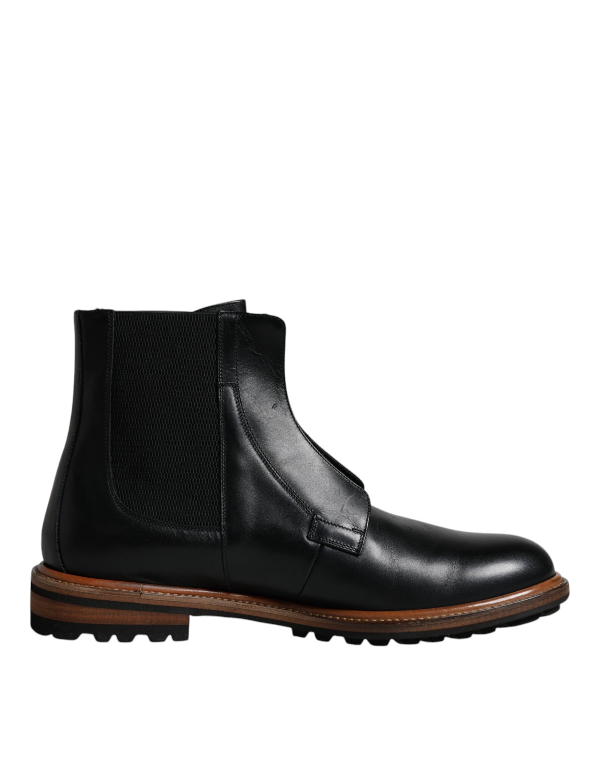 Dolce & Gabbana Black Leather Chelsea Mid Calf Men Boots Shoes by Dolce & Gabbana