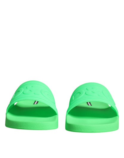 Sandales à enfiler en cuir vert Dolce &amp; Gabbana, chaussures de plage