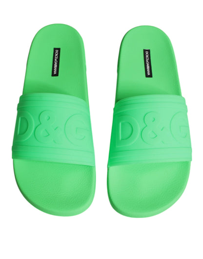 Sandales à enfiler en cuir vert Dolce &amp; Gabbana, chaussures de plage