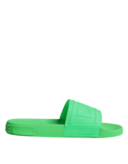 Sandales à enfiler en cuir vert Dolce &amp; Gabbana, chaussures de plage