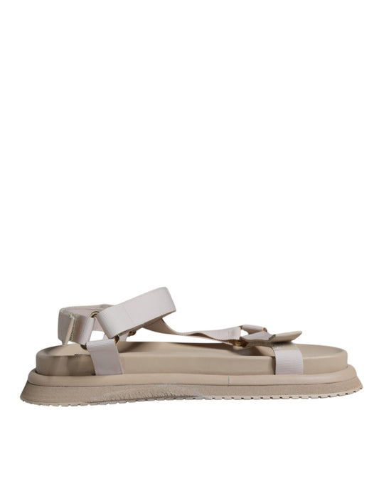 Sandales Dolce &amp; Gabbana beiges en cuir nappa Devotion pour homme