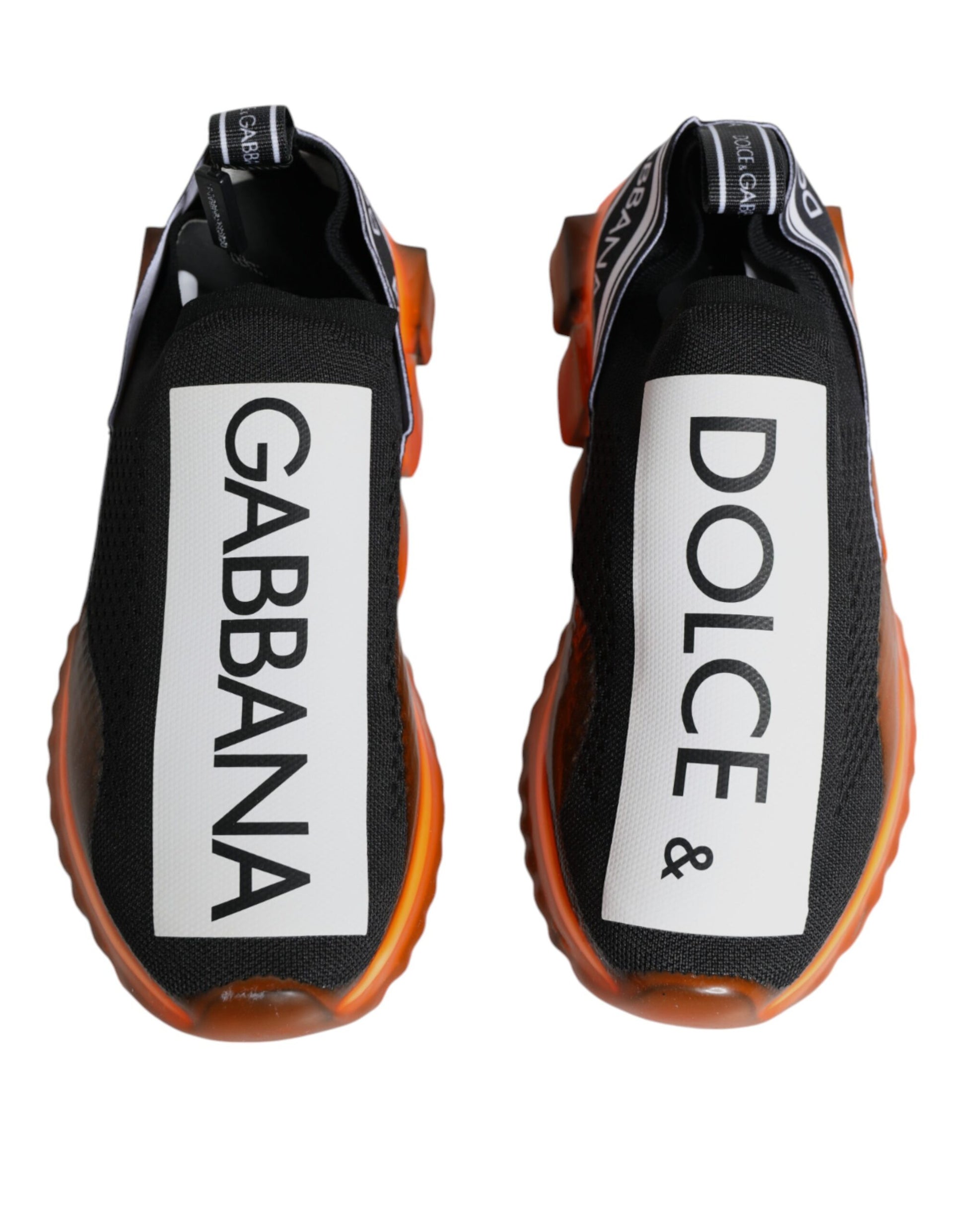 Dolce & Gabbana Black Orange Sorrento Slip On Sneakers Shoes by Dolce & Gabbana