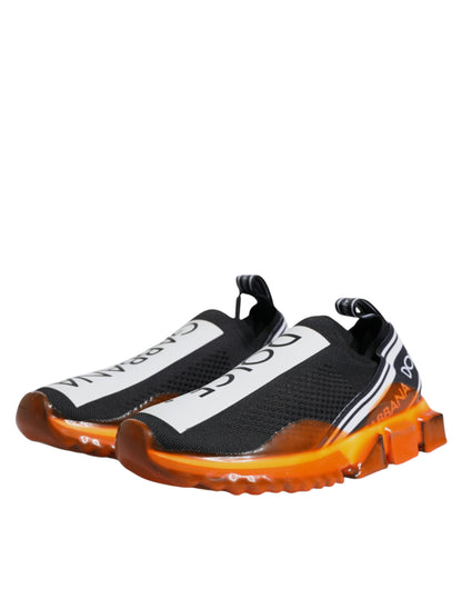 Dolce & Gabbana Black Orange Sorrento Slip On Sneakers Shoes by Dolce & Gabbana