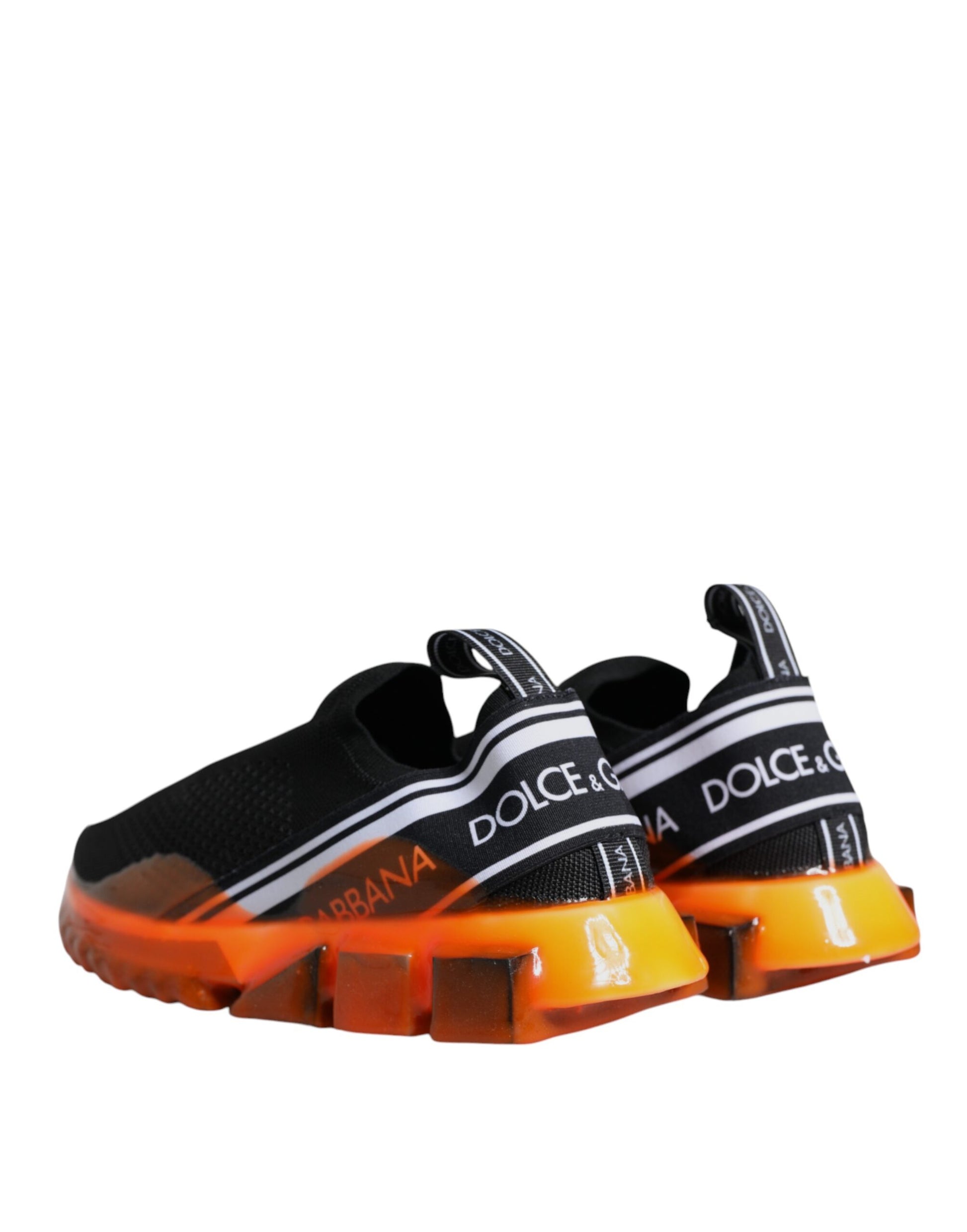 Dolce & Gabbana Black Orange Sorrento Slip On Sneakers Shoes by Dolce & Gabbana