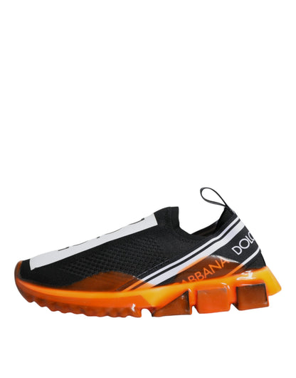 Dolce & Gabbana Black Orange Sorrento Slip On Sneakers Shoes by Dolce & Gabbana