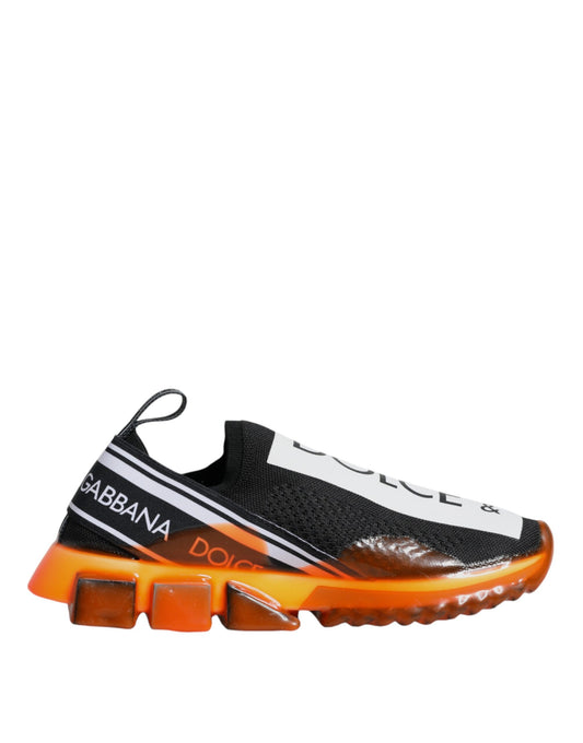 Dolce & Gabbana Black Orange Sorrento Slip On Sneakers Shoes by Dolce & Gabbana