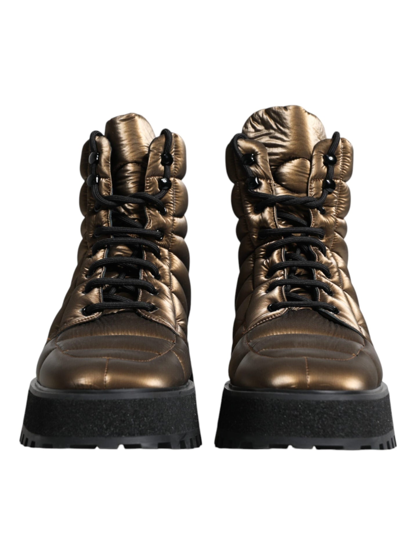 Dolce &amp; Gabbana Bottes mi-mollet rembourrées à lacets bronze