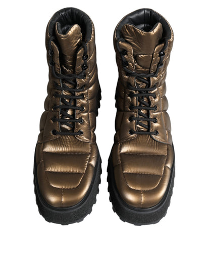 Dolce &amp; Gabbana Bottes mi-mollet rembourrées à lacets bronze