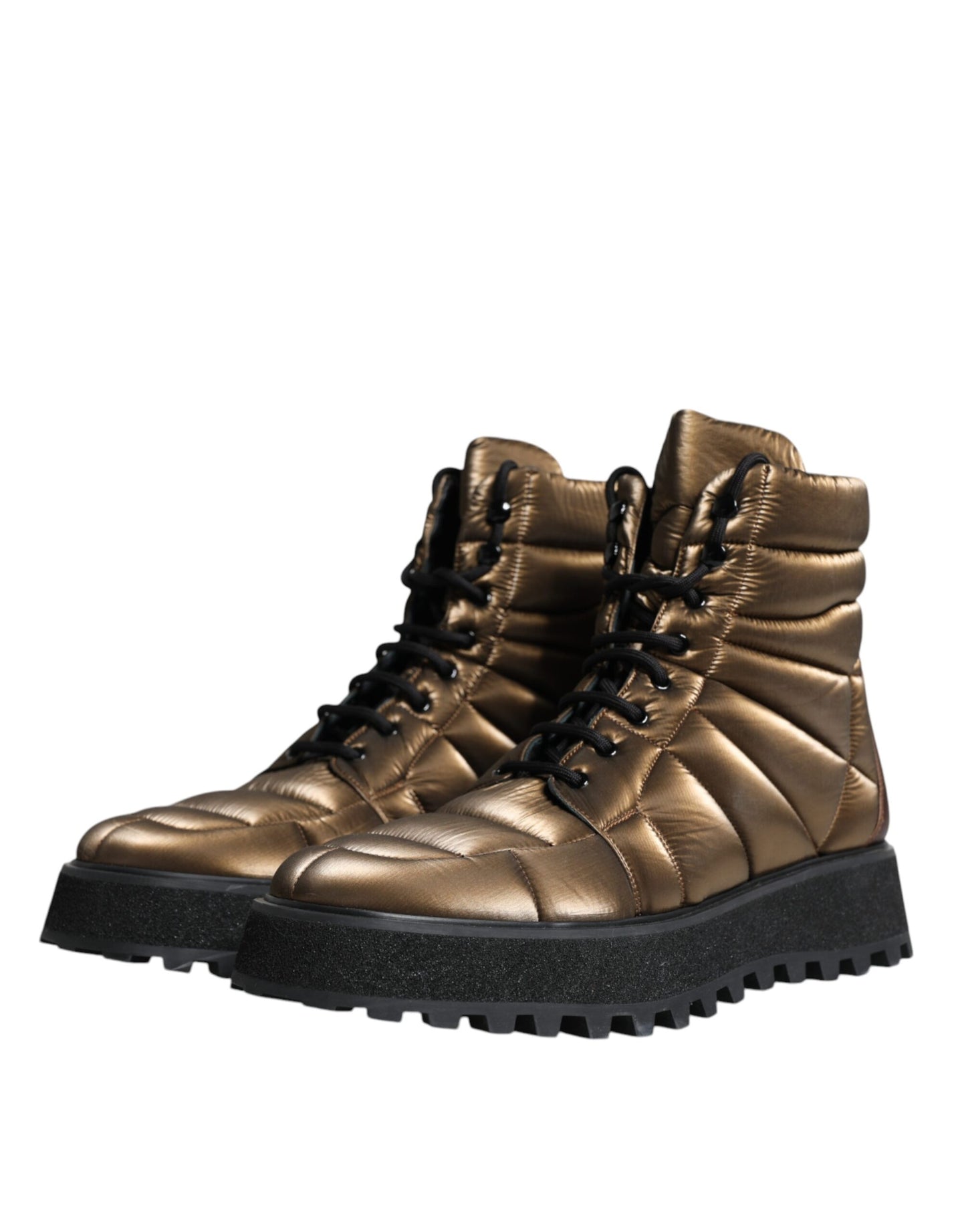 Dolce &amp; Gabbana Bottes mi-mollet rembourrées à lacets bronze