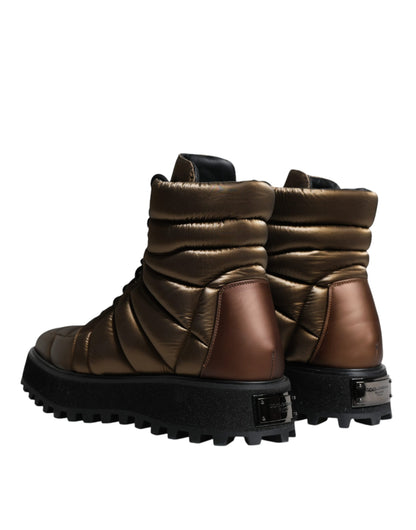 Dolce &amp; Gabbana Bottes mi-mollet rembourrées à lacets bronze