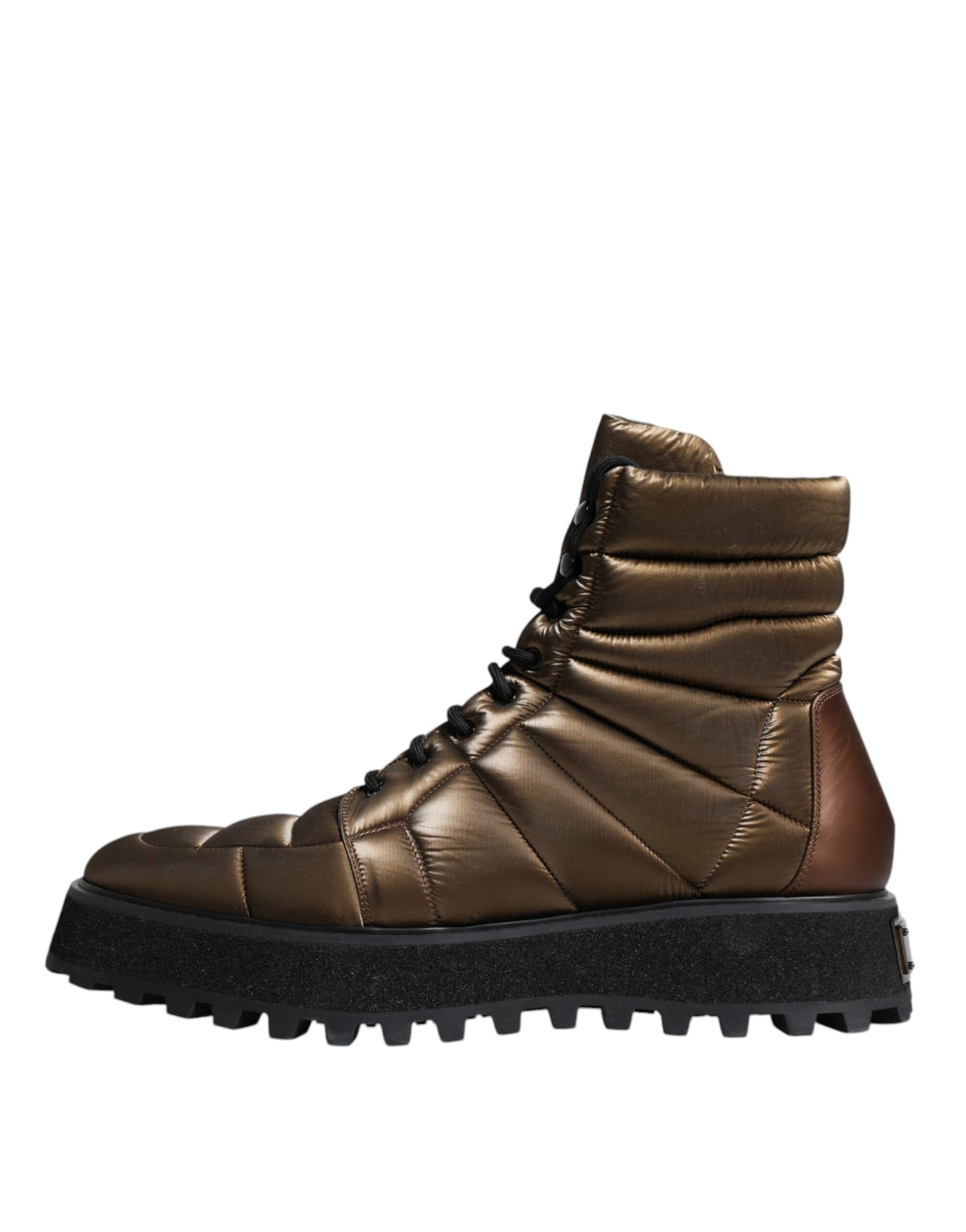 Dolce &amp; Gabbana Bottes mi-mollet rembourrées à lacets bronze