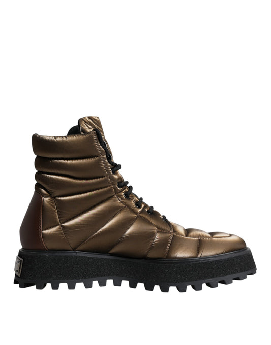 Dolce &amp; Gabbana Bottes mi-mollet rembourrées à lacets bronze