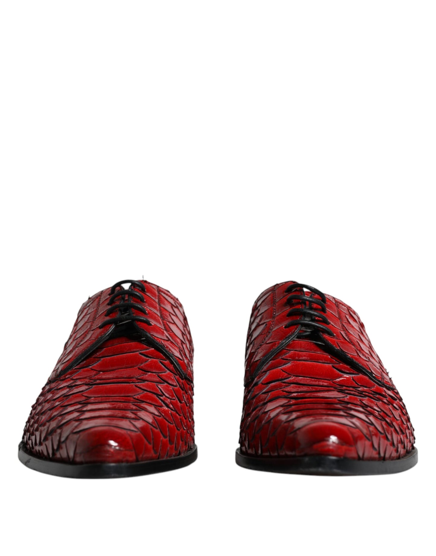 Dolce &amp; Gabbana Red Textured Varnished Derby Men Formal Shoes