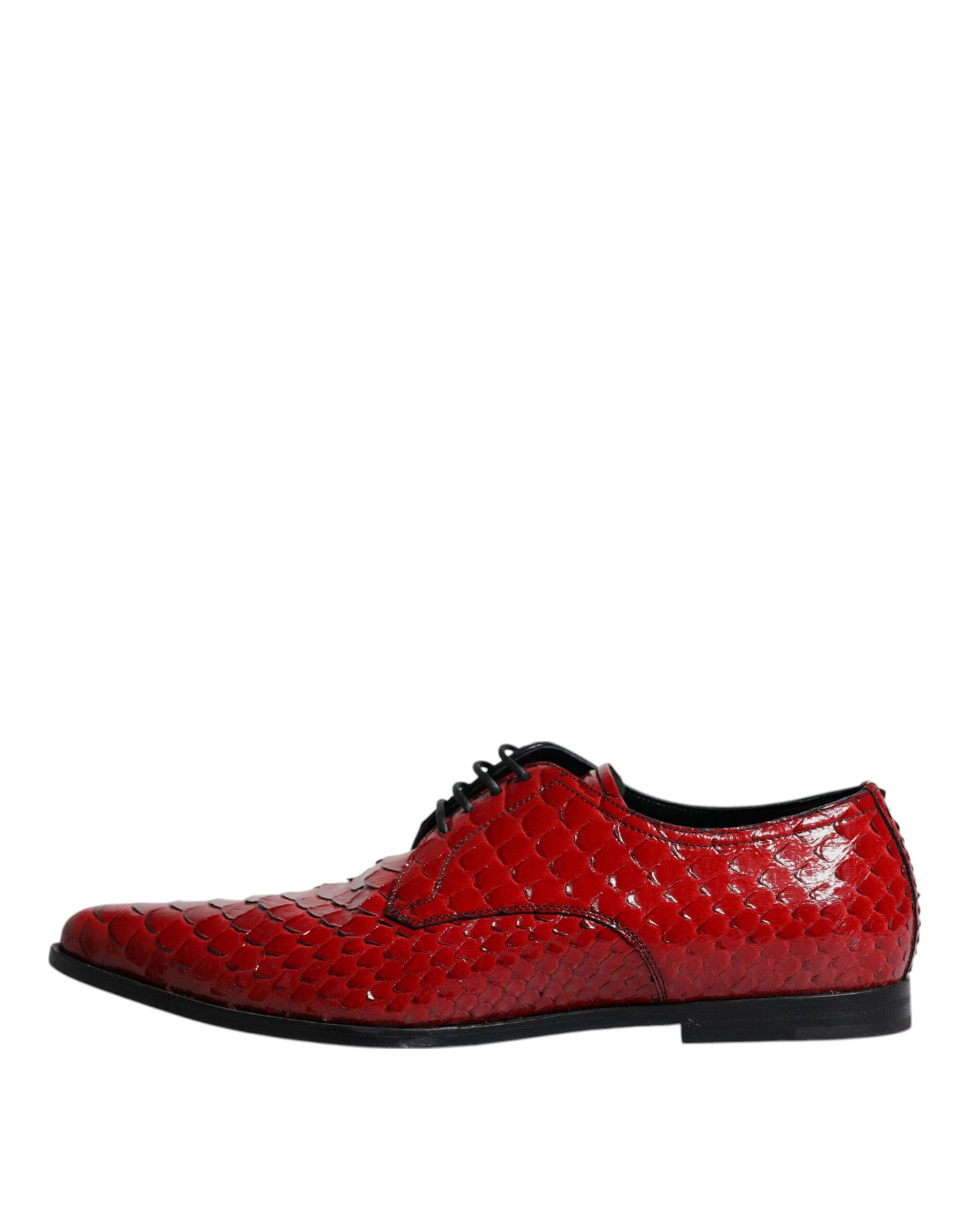 Dolce &amp; Gabbana Red Textured Varnished Derby Men Formal Shoes