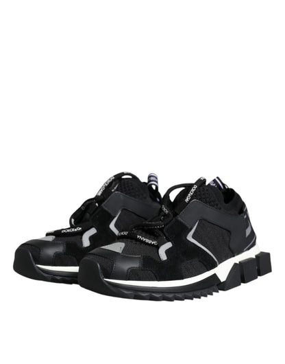 Dolce & Gabbana Black Mesh Sorrento Trekking Sneakers Shoes by Dolce & Gabbana