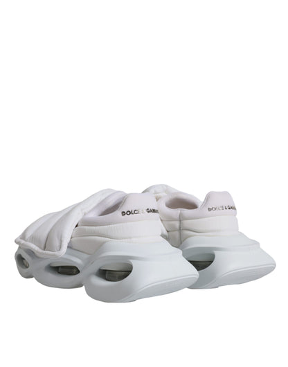 Dolce & Gabbana White Padded Fabric Low Top Sneakers Shoes by Dolce & Gabbana