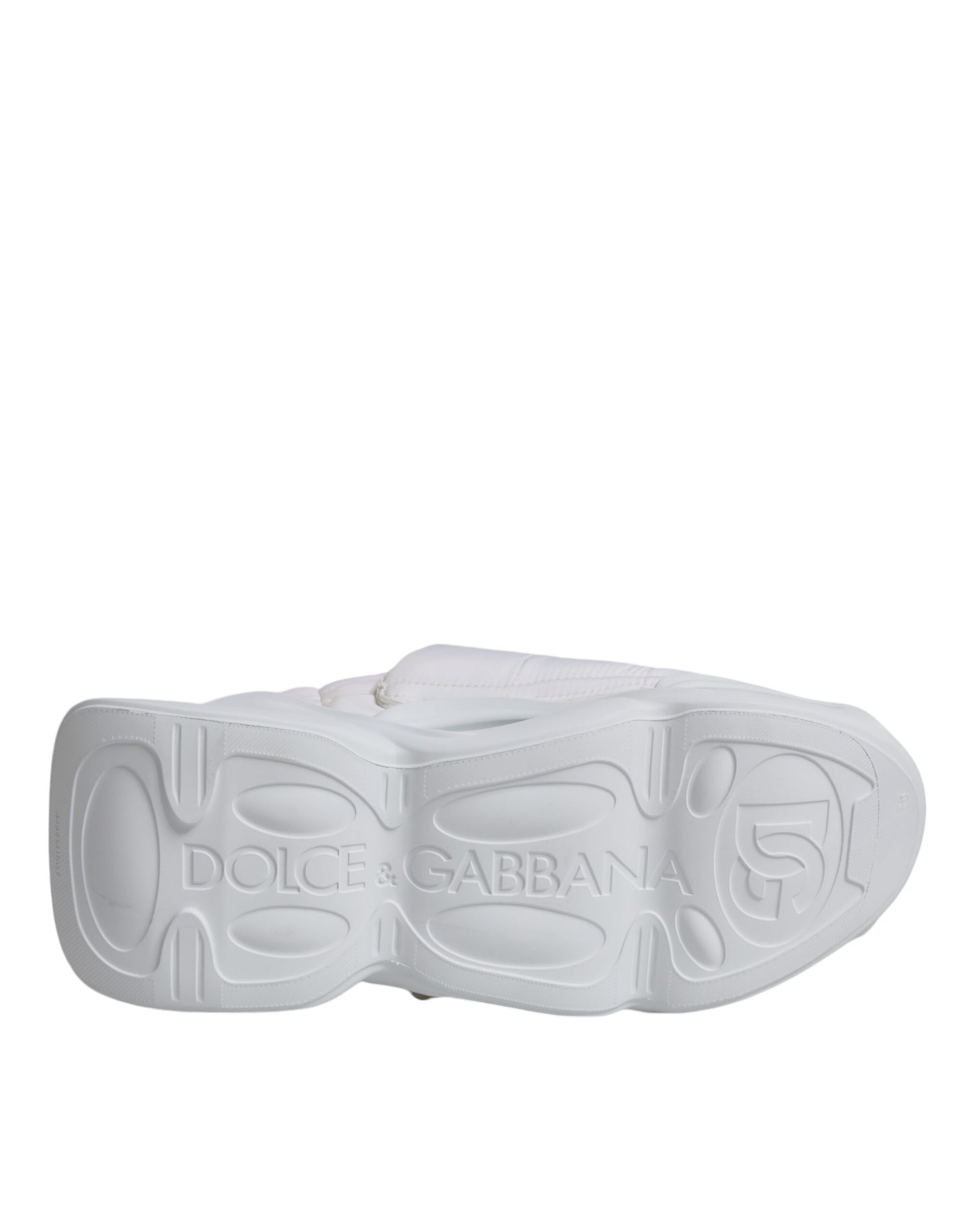 Dolce & Gabbana White Padded Fabric Low Top Sneakers Shoes by Dolce & Gabbana
