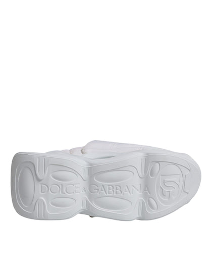 Dolce & Gabbana White Padded Fabric Low Top Sneakers Shoes by Dolce & Gabbana