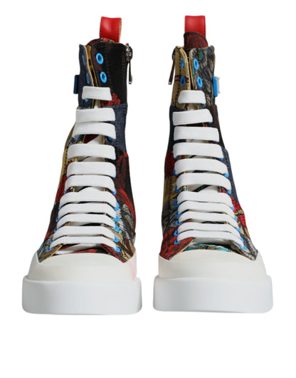 Dolce & Gabbana Multicolor Patchwork High Top Sneakers Shoes by Dolce & Gabbana
