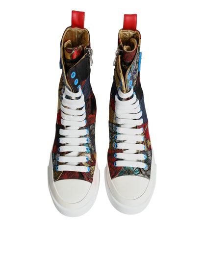 Dolce & Gabbana Multicolor Patchwork High Top Sneakers Shoes by Dolce & Gabbana