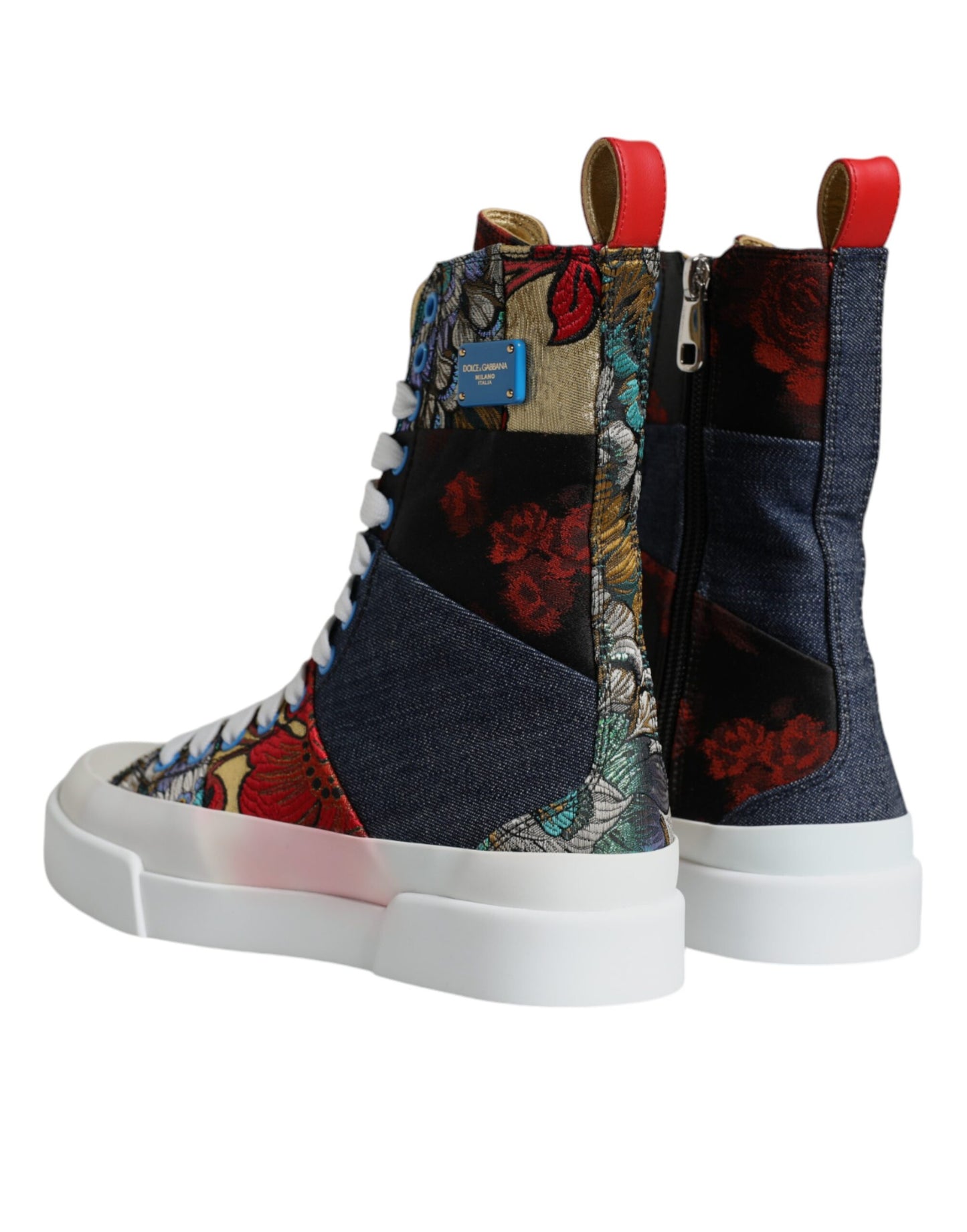 Dolce & Gabbana Multicolor Patchwork High Top Sneakers Shoes by Dolce & Gabbana