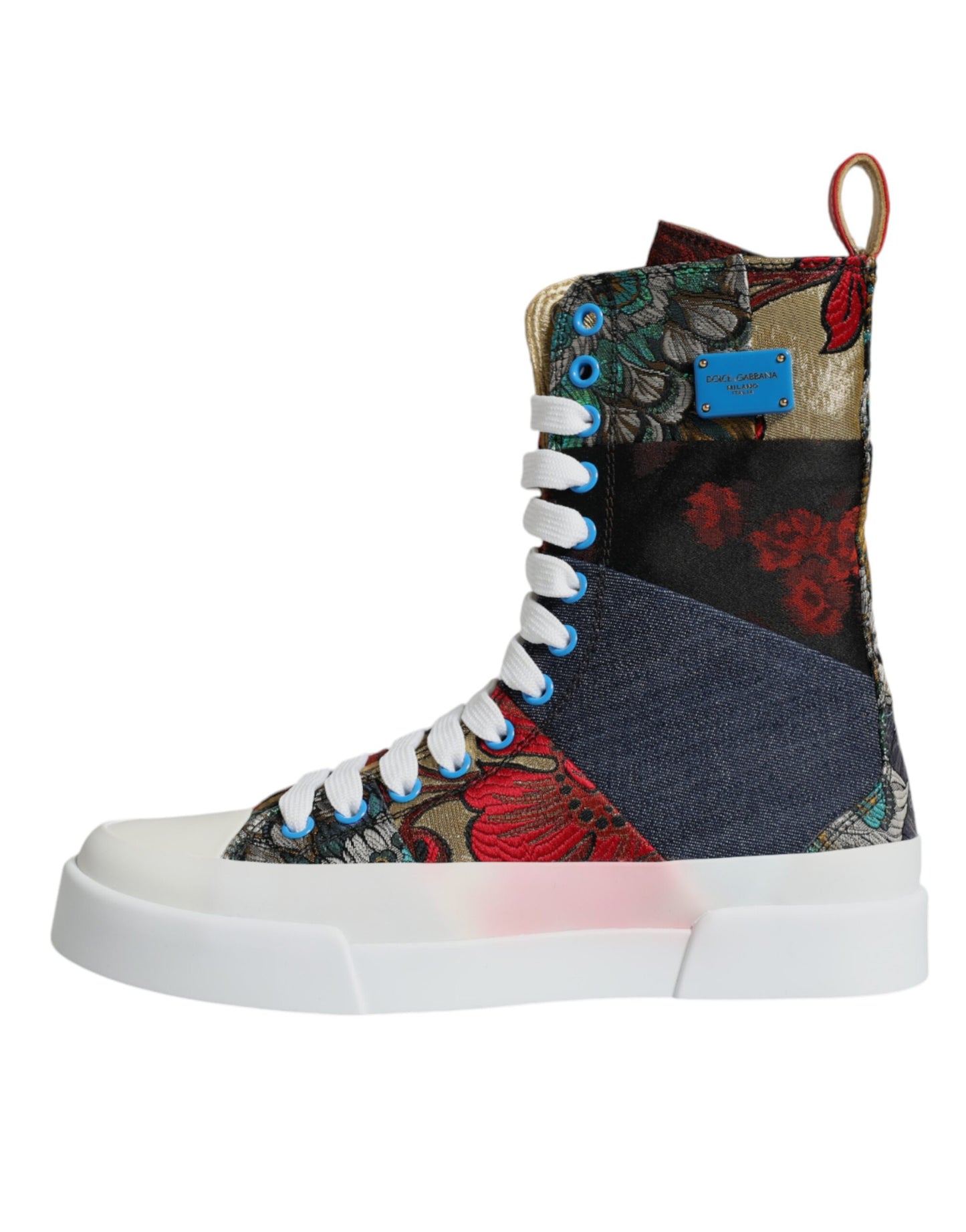 Dolce & Gabbana Multicolor Patchwork High Top Sneakers Shoes by Dolce & Gabbana