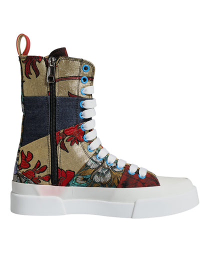 Dolce & Gabbana Multicolor Patchwork High Top Sneakers Shoes by Dolce & Gabbana