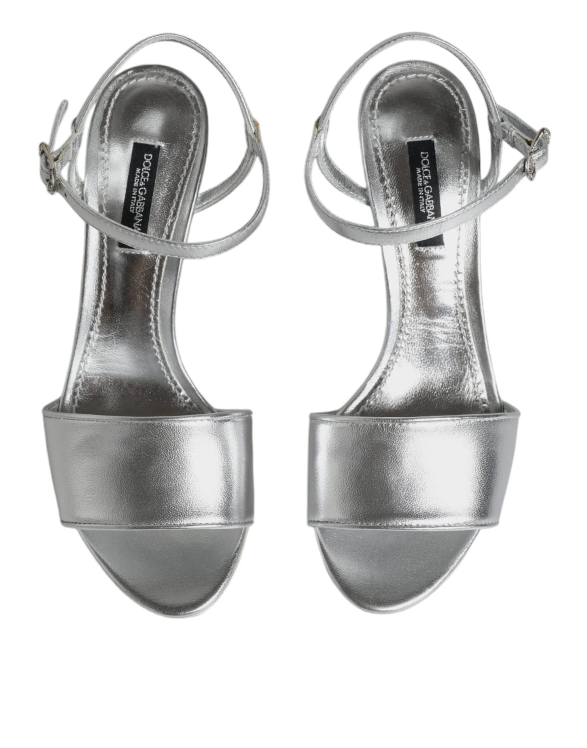 Dolce & Gabbana Silver KEIRA Heels Ankle Strap Sandals Shoes by Dolce & Gabbana