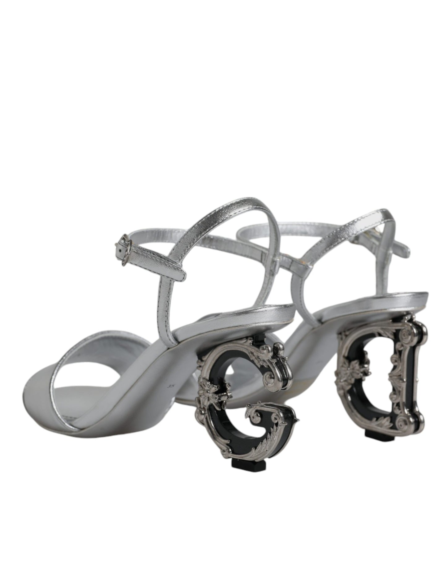 Dolce & Gabbana Silver KEIRA Heels Ankle Strap Sandals Shoes by Dolce & Gabbana