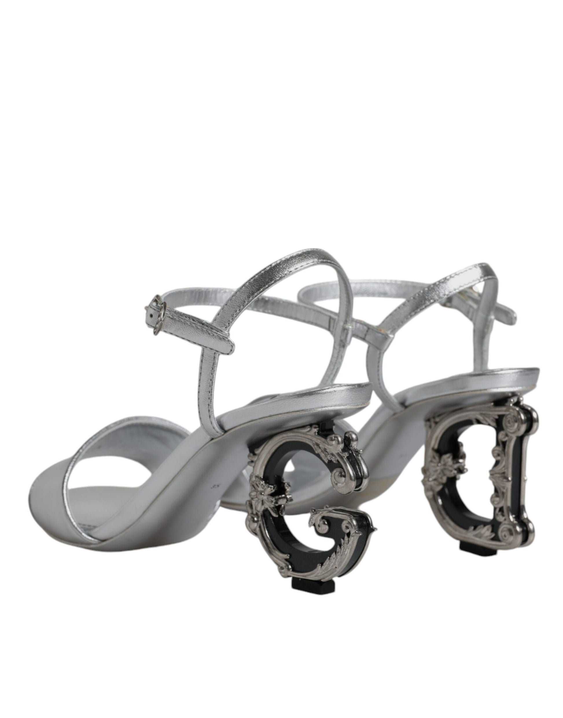 Dolce & Gabbana Silver KEIRA Heels Ankle Strap Sandals Shoes by Dolce & Gabbana